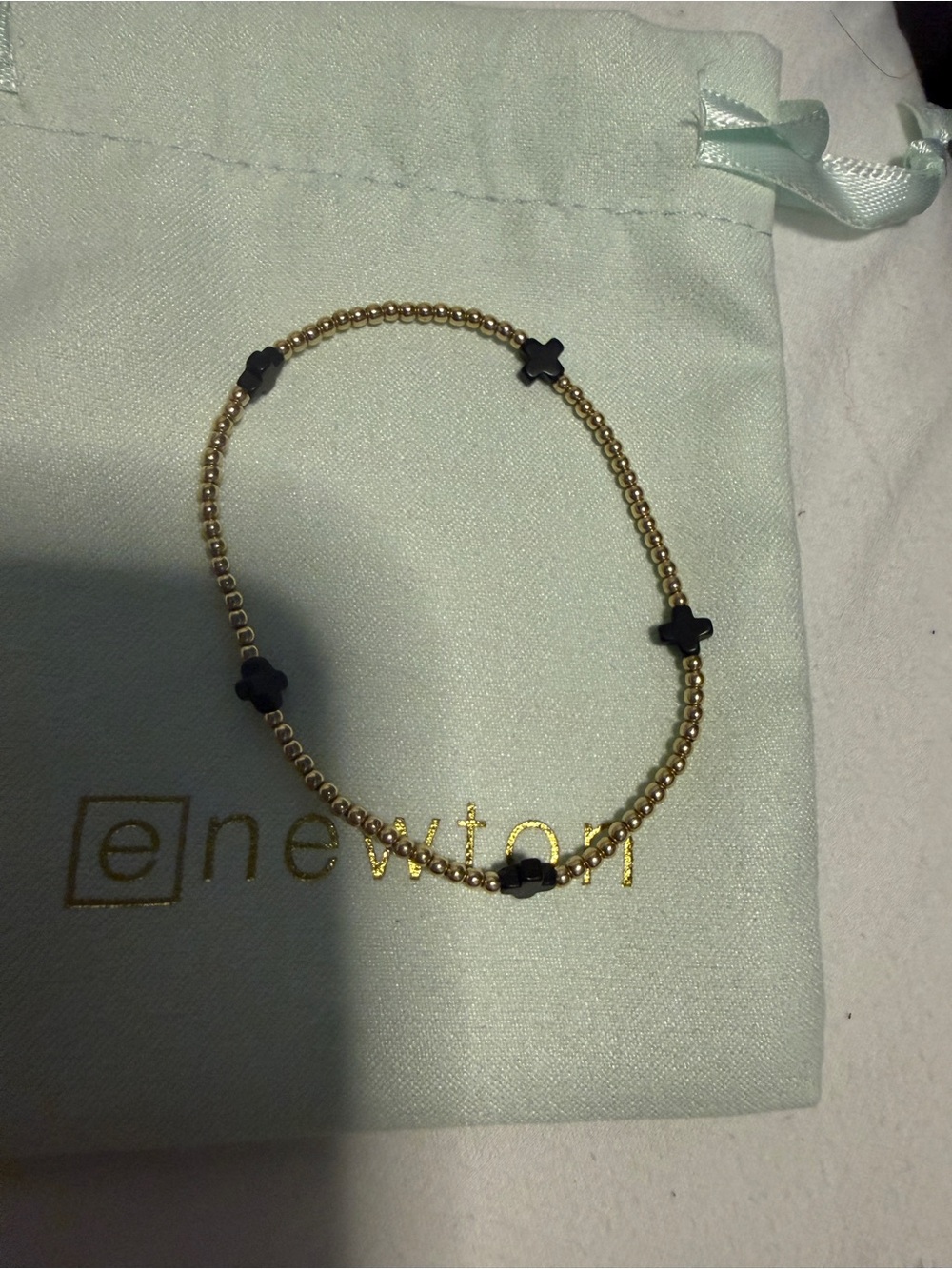 Enewton small black cross bracelet
